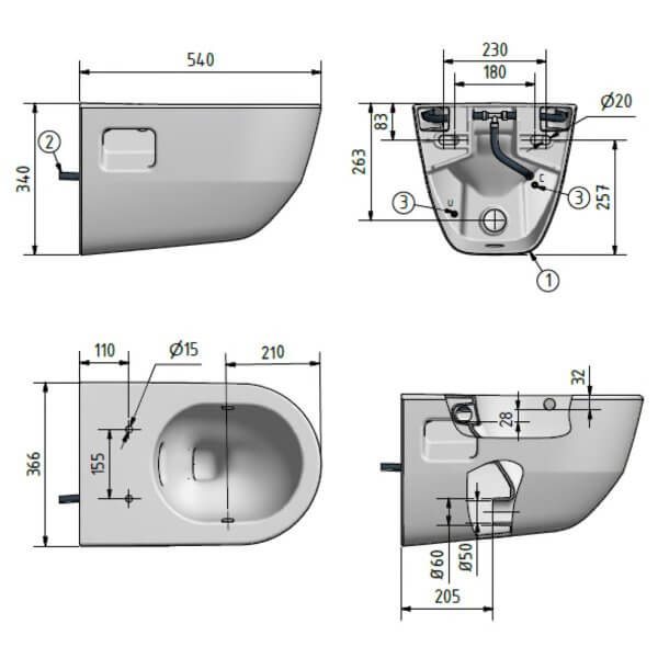 complete vacuum toilet wall-mounted Laufen - Image 5
