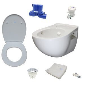 Complete vacuum toilet wall mounted